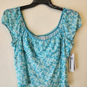 No Boundaries Turquoise Floral Women's Blouse